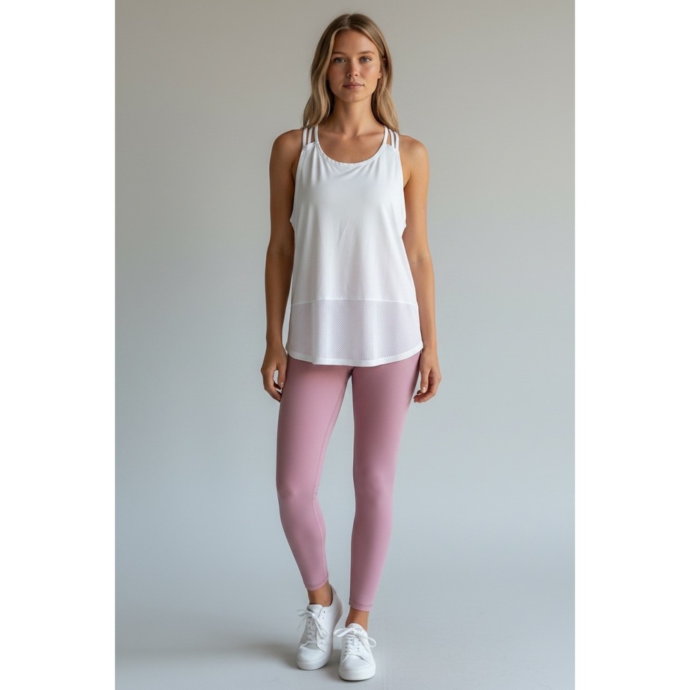 Under Armour White Mesh Panel Strappy Racerback Active Tank Top Size Large
